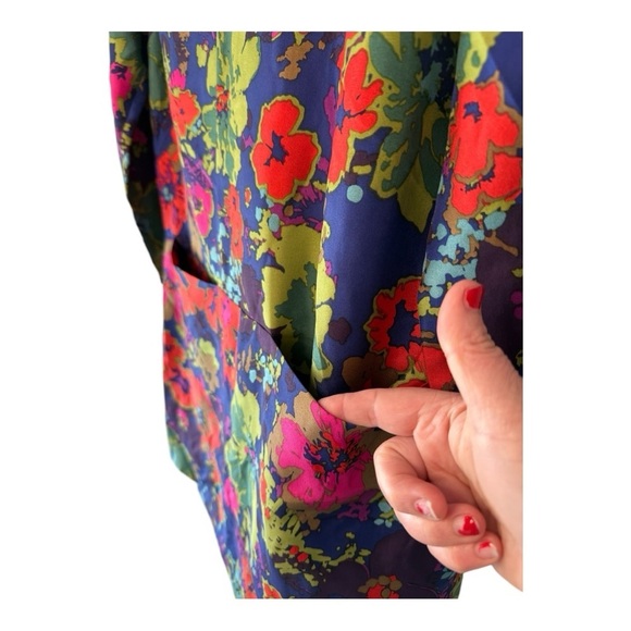 J. Crew Jules Silk Long Sleeve Floral Shift Mini Dress Size 2 - As Seen on Drew - Picture 4 of 13